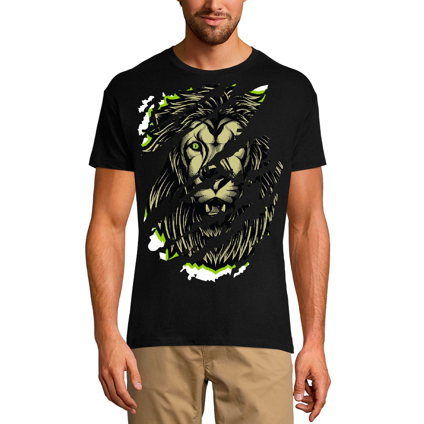 ULTRABASIC Herren Torn T-Shirt King Lion – Urban Vintage Grafikshirt für Männer