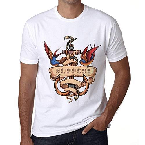 Ultrabasic - Homme T-Shirt Graphique Anchor Tattoo Support Blanc