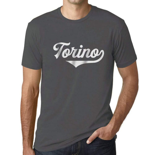 Ultrabasic - Homme Graphique Torino T-Shirt Imprimé Lettres Gris Souris