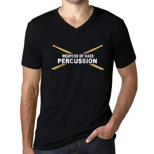 ULTRABASIC - Herren T-Shirt Graphique V Tee Weapons Of Mass Percussion <span>White</span> Print Tee Noir Profond