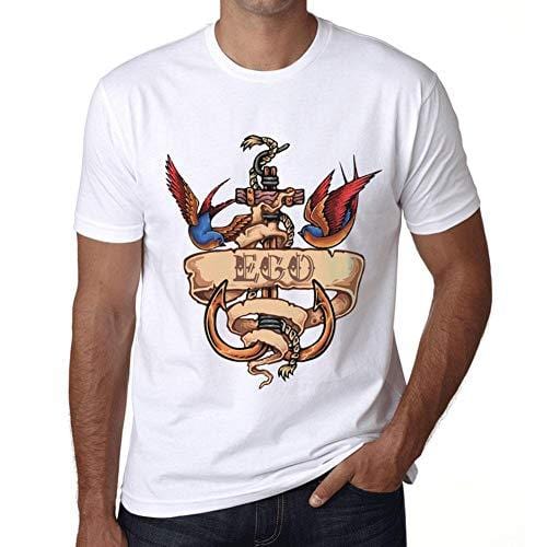 Ultrabasic - Homme T-Shirt Graphique Anchor Tattoo Ego Blanc