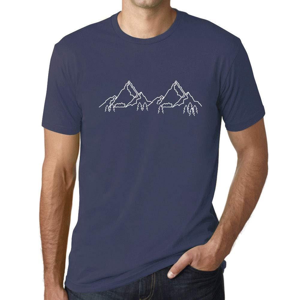Ultrabasic - Homme Graphique Les Montagnes T-Shirt Imprimé Lettres Denim