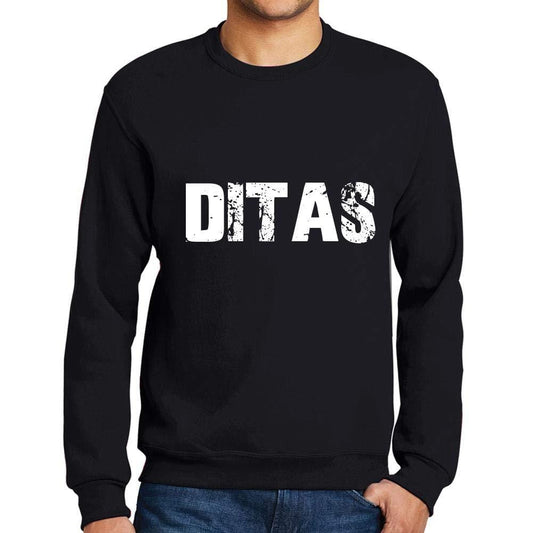 Ultrabasic Homme Imprimé Graphique Sweat-Shirt Beliebte Wörter DITAS Noir Profond