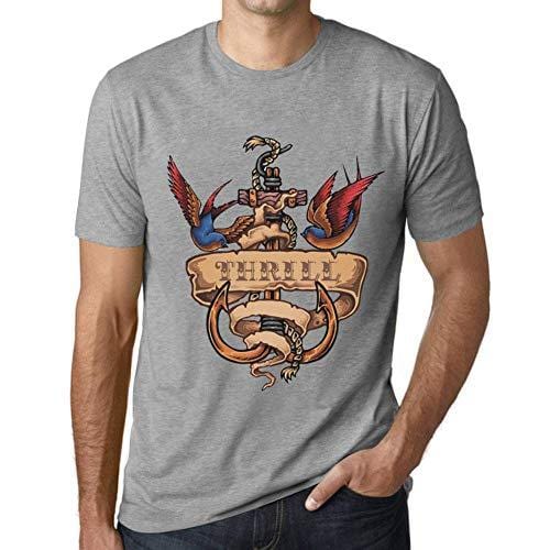 Ultrabasic - Homme T-Shirt Graphique Anchor Tattoo Thrill Gris Chiné