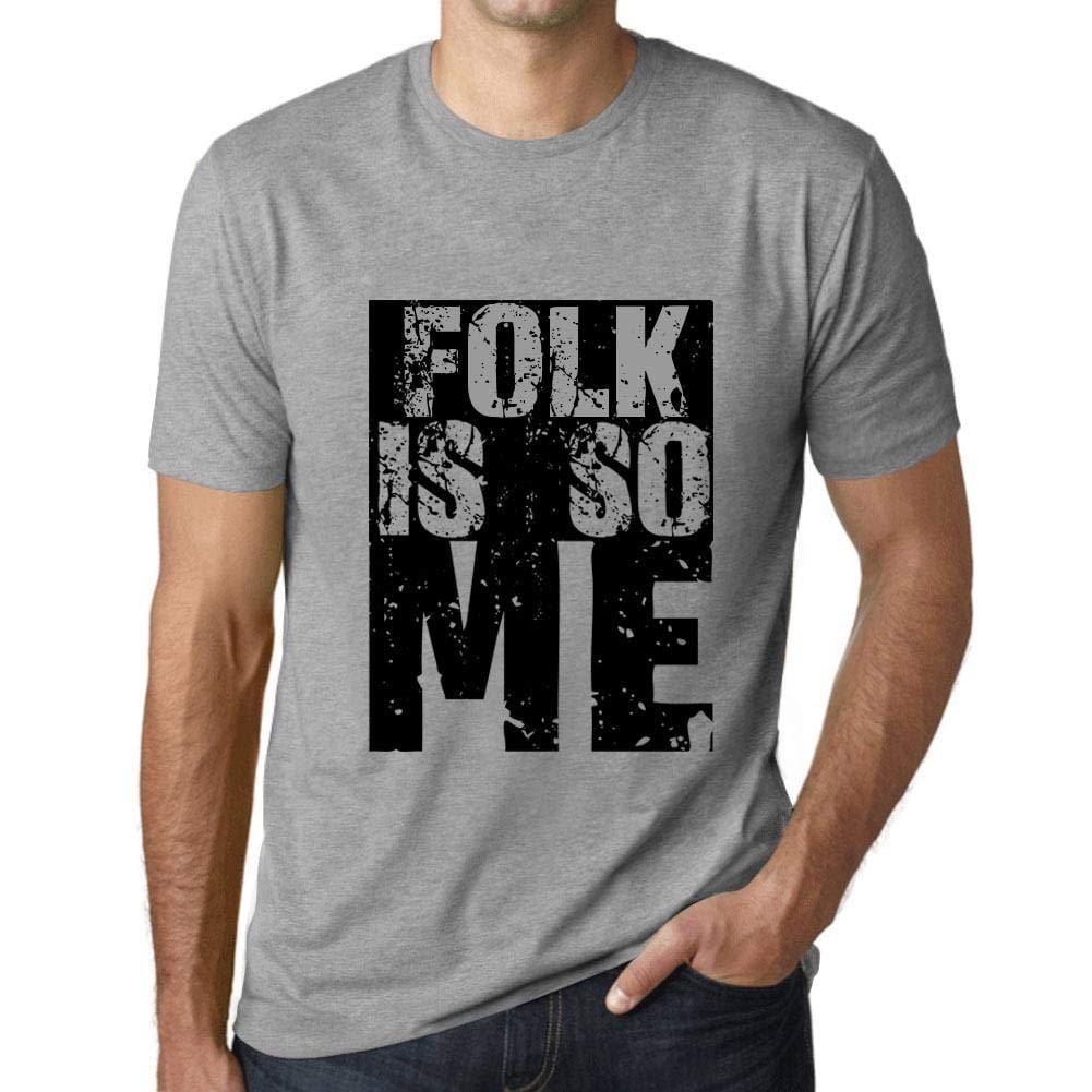 Homme T-Shirt Graphique Folk is So Me Gris Chiné