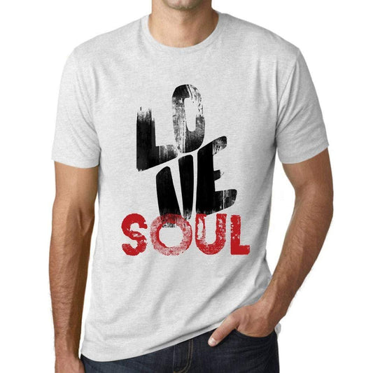 Ultrabasic - Homme T-Shirt Graphique Love Soul Blanc Chiné