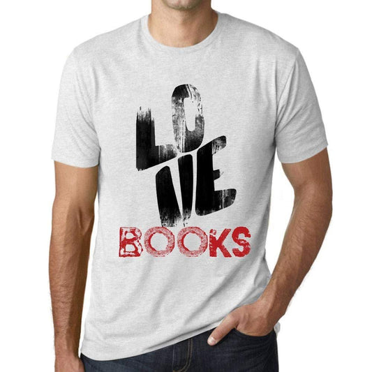 Ultrabasic - Homme T-Shirt Graphique Love Books Blanc Chiné