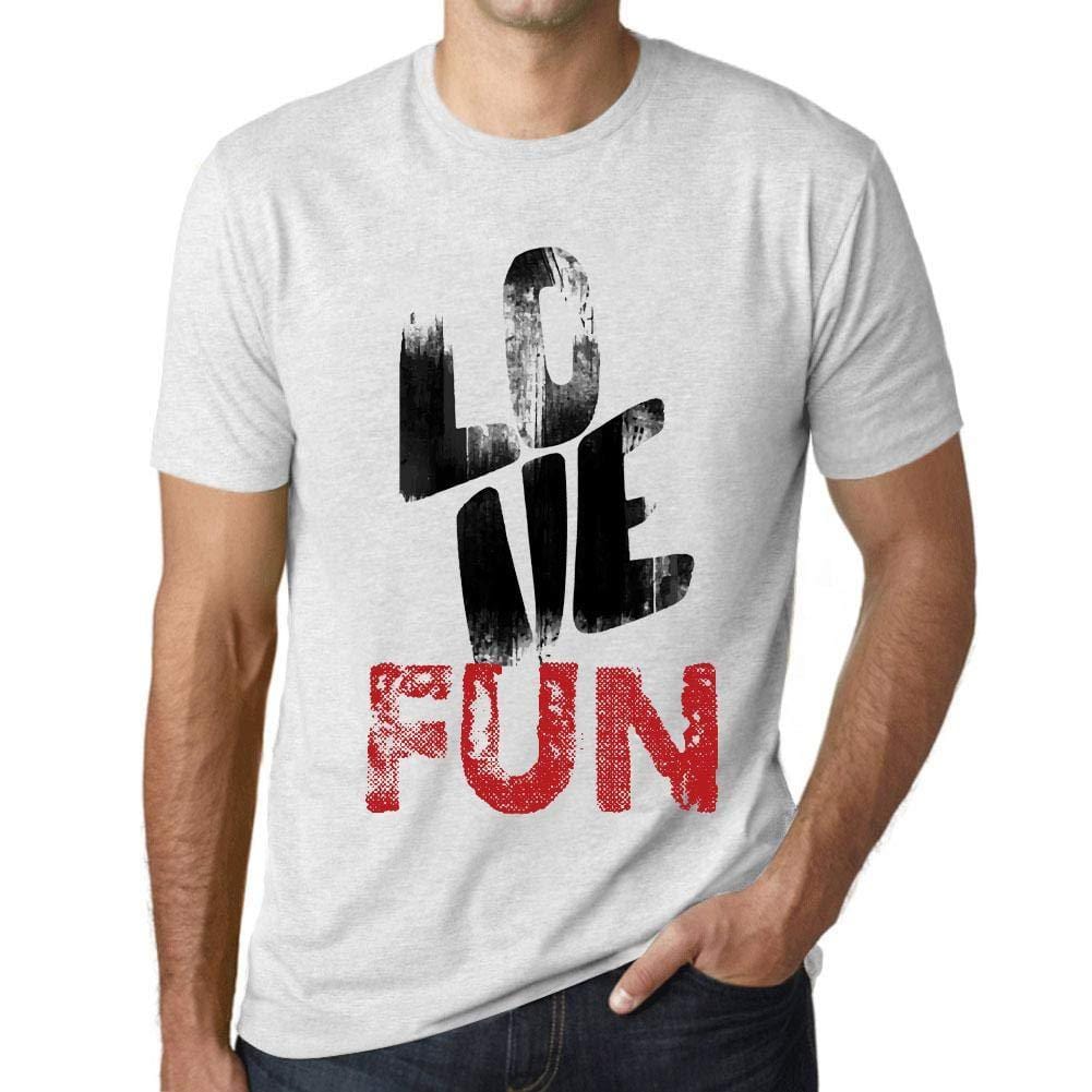 Ultrabasic - Homme T-Shirt Graphique Love Fun Blanc Chiné