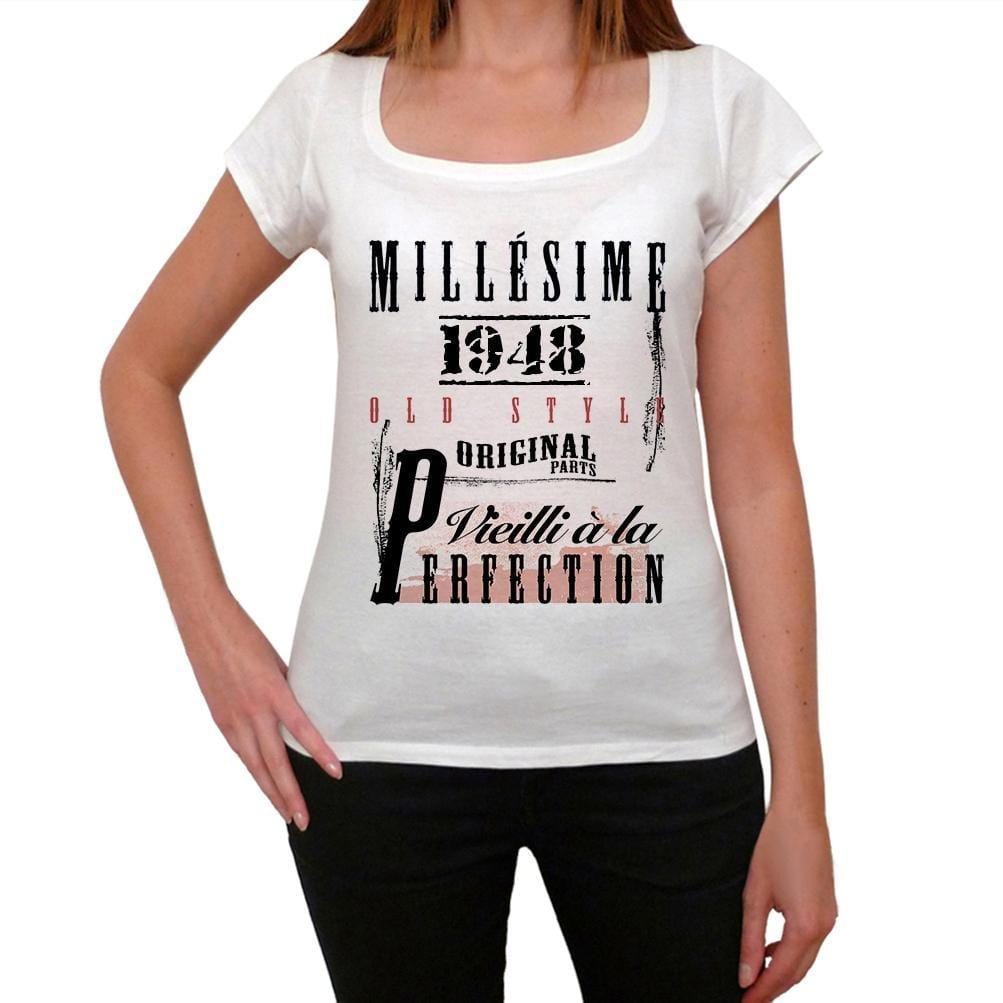 1948, T-Shirt für Damen, Manches Courtes, Geschenke, Jubiläum, Weiß