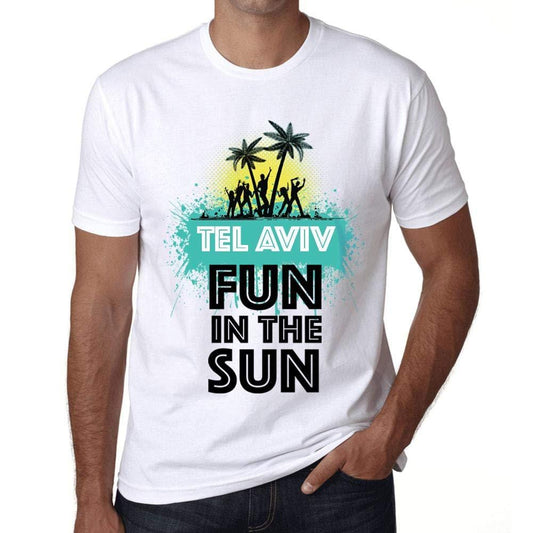 Herren T-Shirt Graphique Imprimé Vintage Tee Summer Dance TEL Aviv Blanc