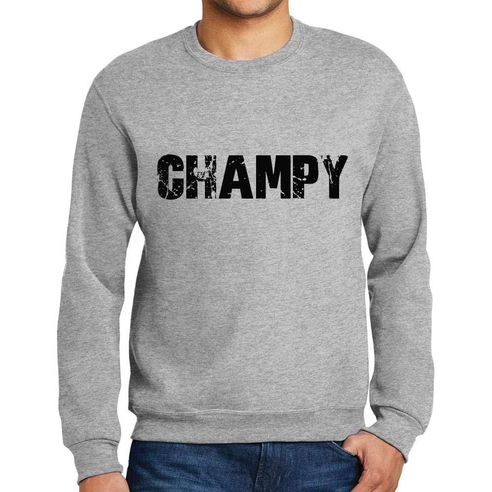 Ultrabasic Homme Imprimé Graphique Sweat-Shirt Popular Words CHAMPY Gris Chiné