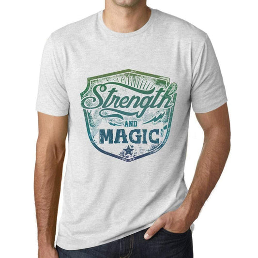 Homme T-Shirt Graphique Imprimé Vintage Tee Strength and Magic Blanc Chiné