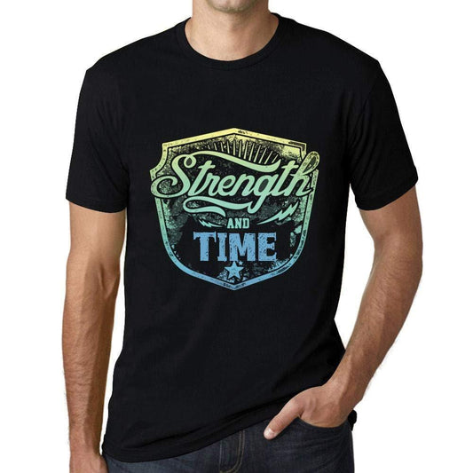 Herren T-Shirt Graphique Imprimé Vintage Tee Strength and Time Noir Profond