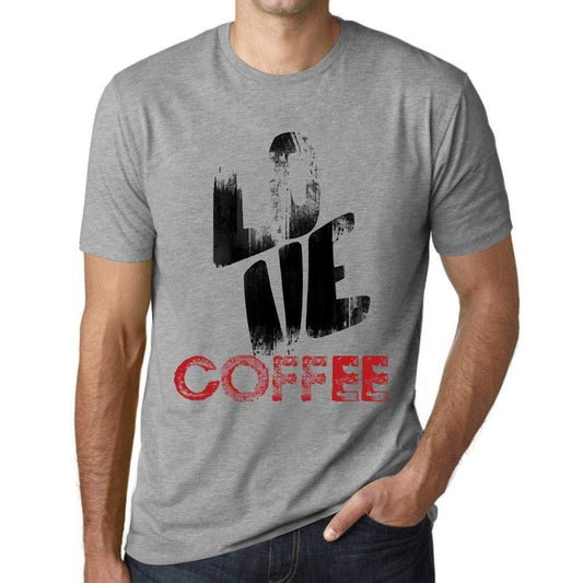 Ultrabasic - Homme T-Shirt Graphique Love Coffee Gris Chiné