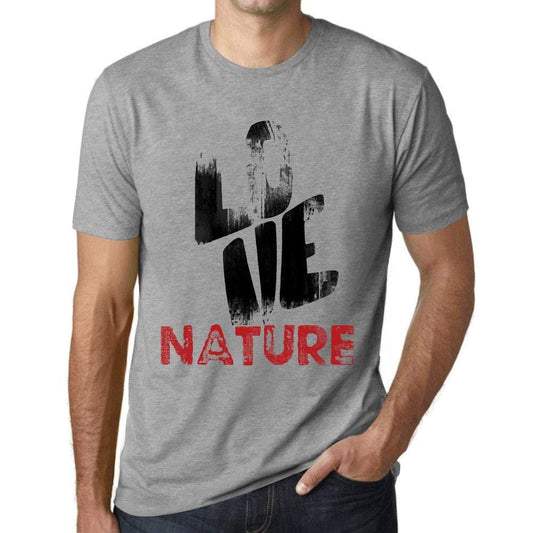 Ultrabasic - Homme T-Shirt Graphique Love Nature Gris Chiné