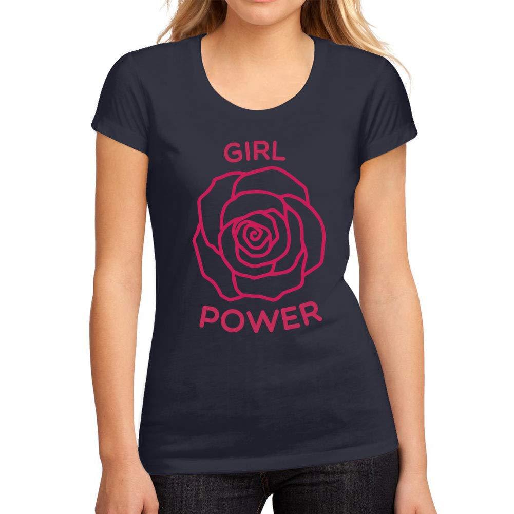 Femme Graphique Tee Shirt Girl Power Rose French Marine