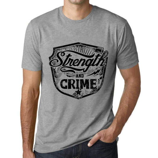 Herren T-Shirt Graphique Imprimé Vintage Tee Strength and Crime Gris Chiné