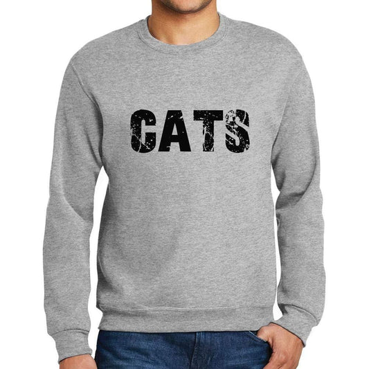 Ultrabasic Homme Imprimé Graphique Sweat-Shirt Popular Words Cats Gris Chiné