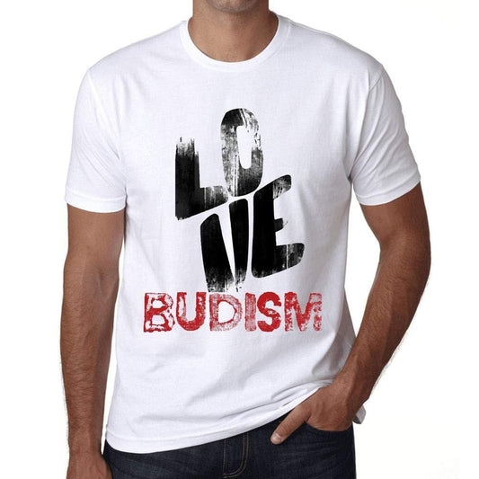 Ultrabasic - Homme T-Shirt Graphique Love BUDISM Blanc