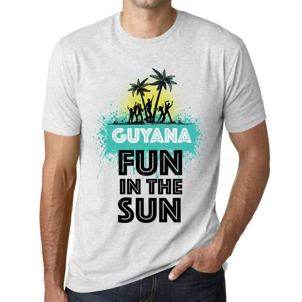 Herren T-Shirt Graphique Imprimé Vintage Tee Summer Dance Guyana Blanc Chiné