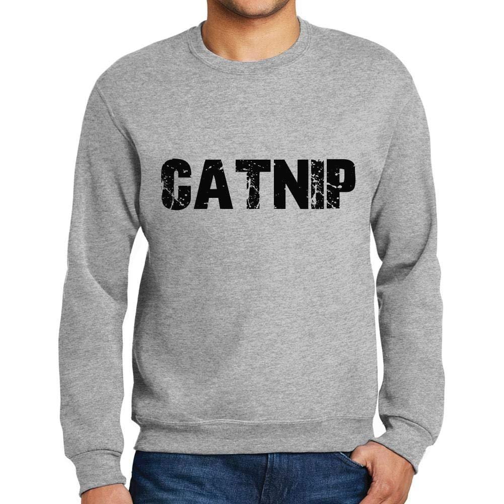 Ultrabasic Homme Imprimé Graphique Sweat-Shirt Popular Words Catnip Gris Chiné