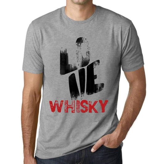 Ultrabasic - Homme T-Shirt Graphique Love Whisky Gris Chiné