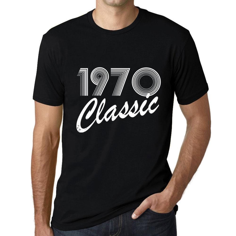 Ultrabasic - Homme T-Shirt Graphique Years Lines Classic 1970 Noir Profond