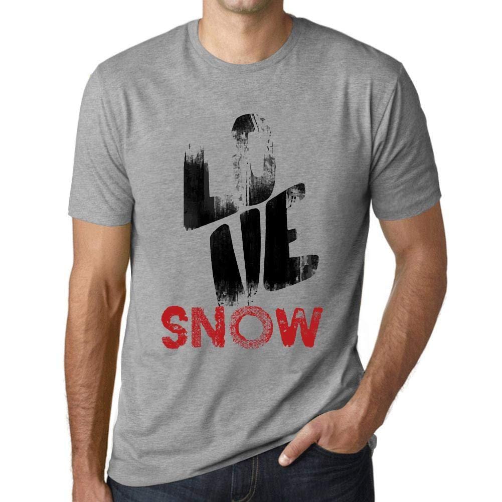 Ultrabasic - Homme T-Shirt Graphique Love Snow Gris Chiné