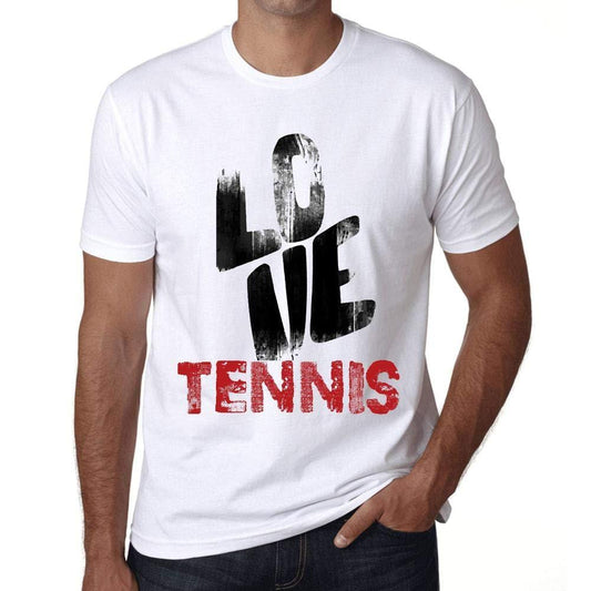 Ultrabasic - Homme T-Shirt Graphique Love Tennis Blanc