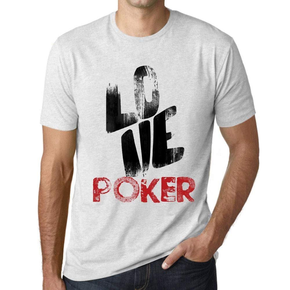 Ultrabasic - Homme T-Shirt Graphique Love Poker Blanc Chiné