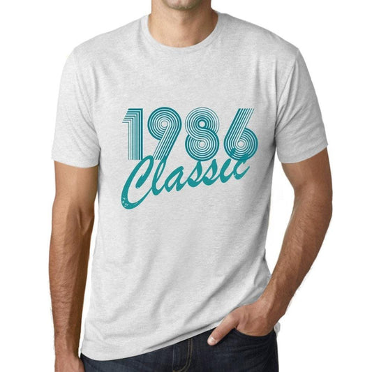 Ultrabasic - Homme T-Shirt Graphique Years Lines Classic 1986 Blanc Chiné