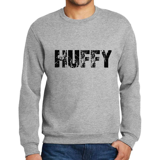 Ultrabasic Homme Imprimé Graphique Sweat-Shirt Popular Words HUFFY Gris Chiné