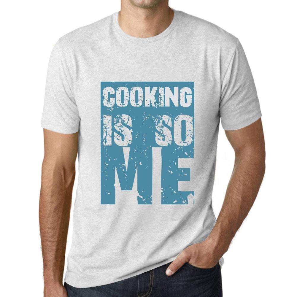 Herren T-Shirt Graphicique Cooking is So Me Blanc Chiné