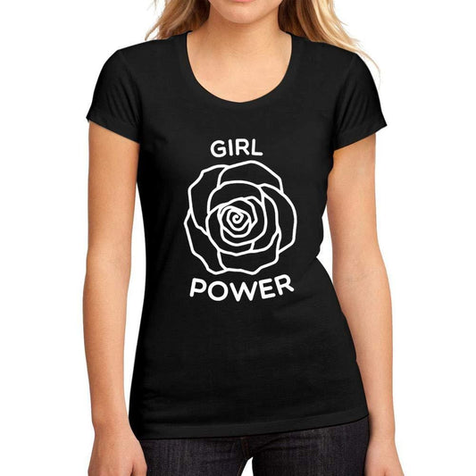 Femme Graphique Tee Shirt Girl Power Rose Noir Profond