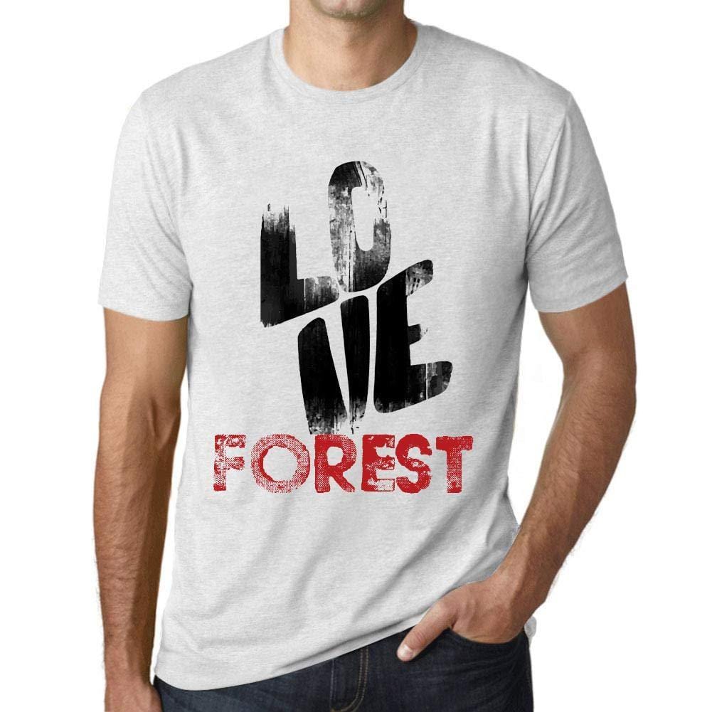 Ultrabasic - Homme T-Shirt Graphique Love Forest Blanc Chiné