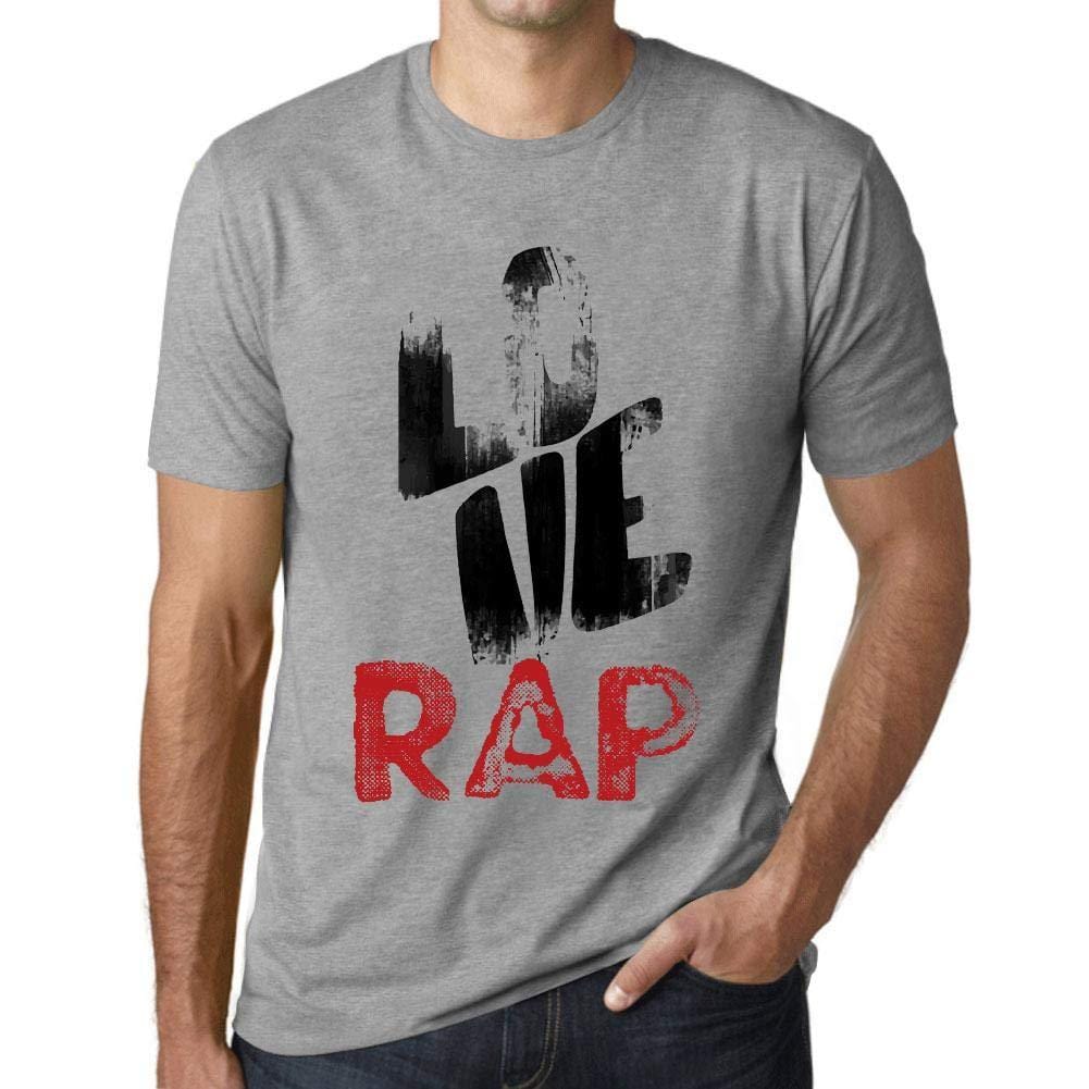Ultrabasic - Homme T-Shirt Graphique Love Rap Gris Chiné