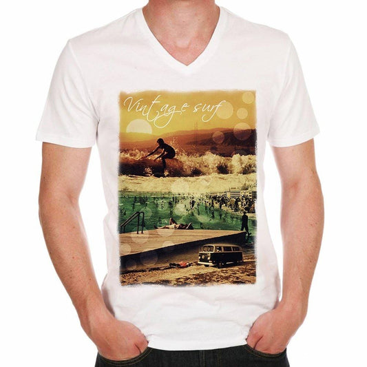 Vintage Surf Beach H T-Shirt, Geschenk, Herren, Weiß, T-Shirt Herren
