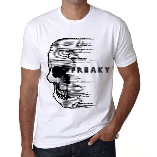Homme T-Shirt Graphique Imprimé Vintage Tee Anxiety Skull Freaky Blanc
