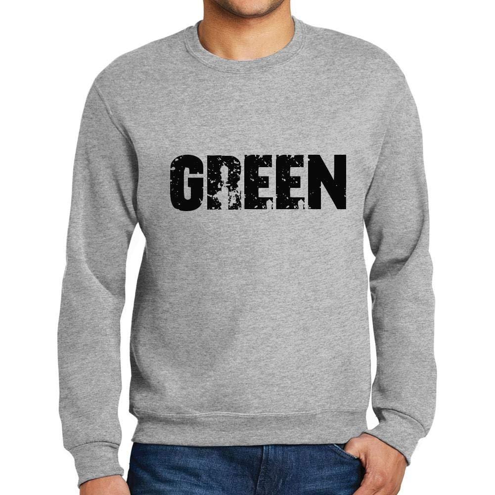 Ultrabasic Homme Imprimé Graphique Sweat-Shirt Popular Words Green Gris Chiné