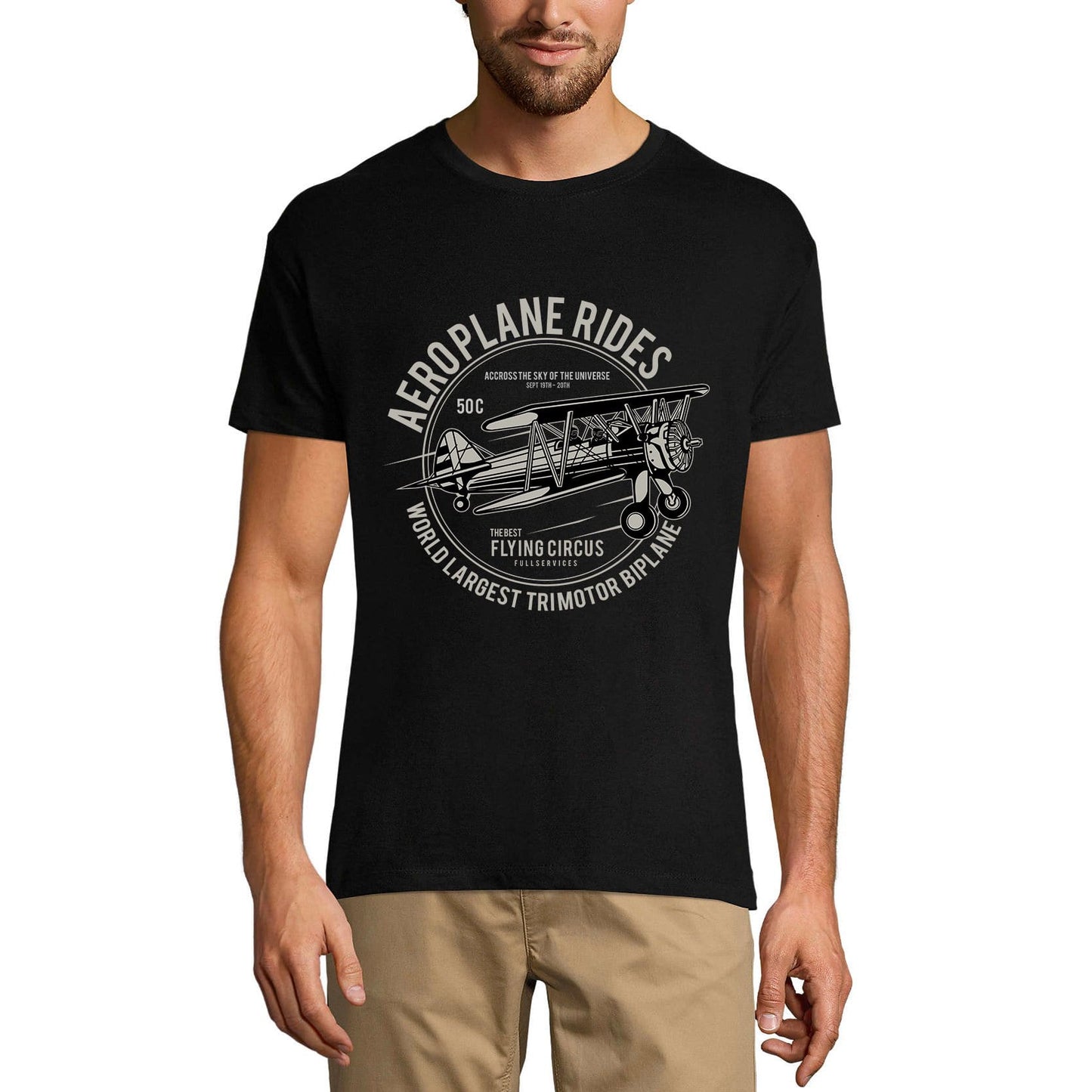 ULTRABASIC Men's T-Shirt Aeroplane Rides - Flying Circus - Plane Shirt for Men