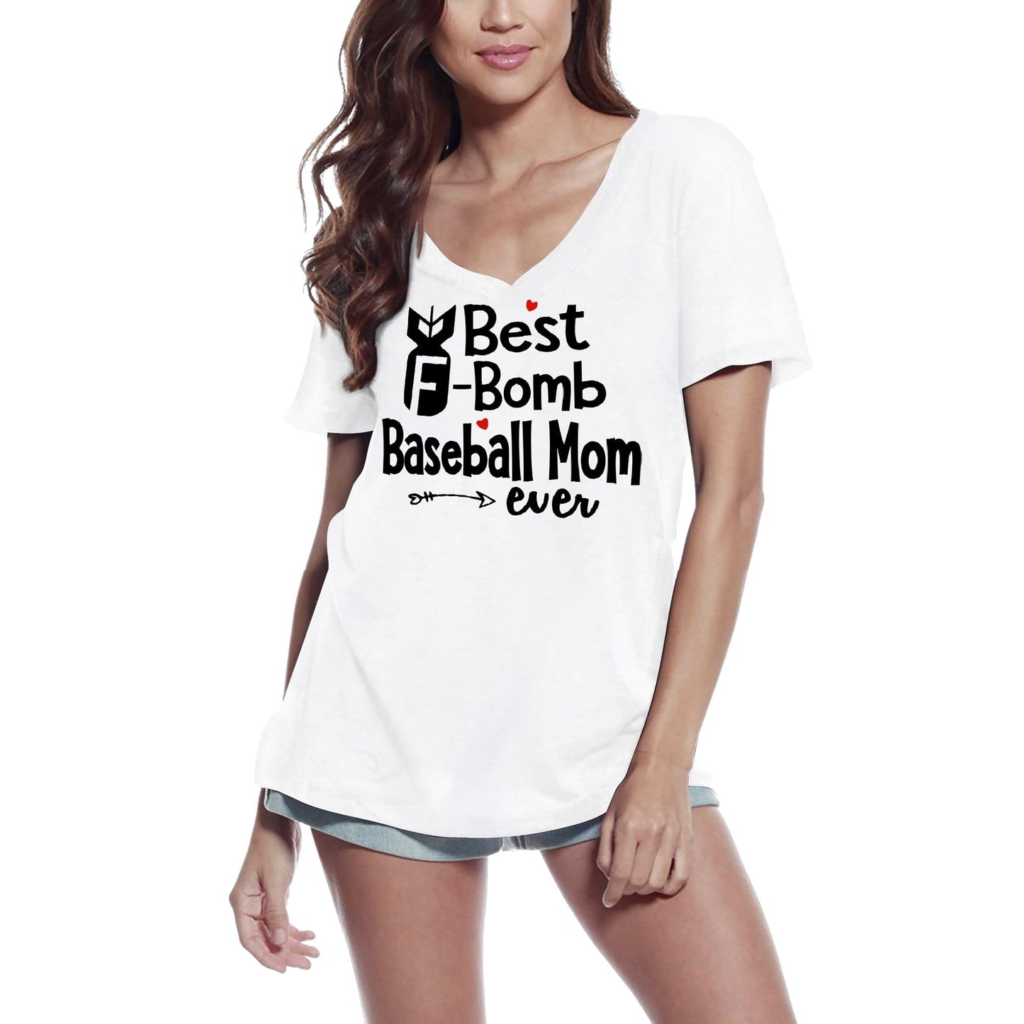 ULTRABASIC Damen-T-Shirt „Best F-Bomb Baseball Mom Ever“ – lustiges Sport-T-Shirt