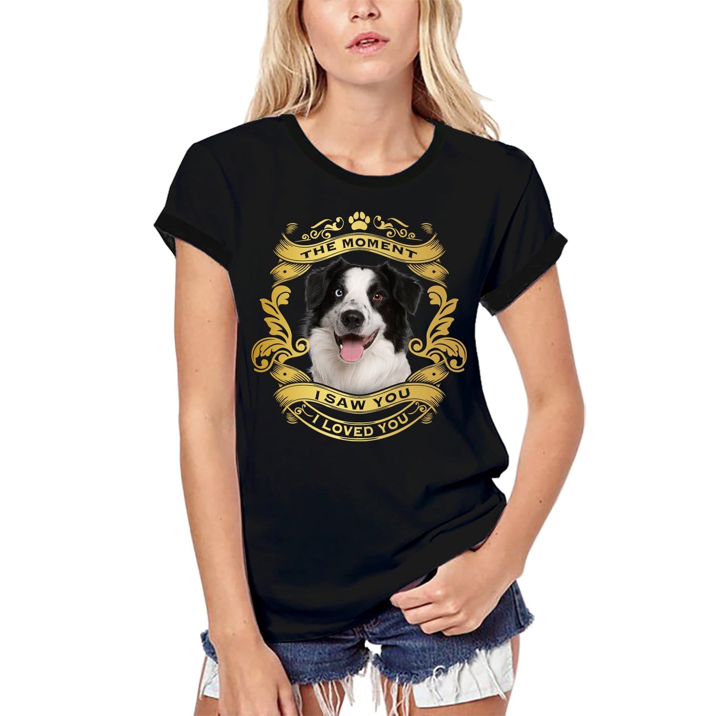 ULTRABASIC Damen Bio-T-Shirt Border Collie Dog – Moment I Saw You I Loved You Puppy T-Shirt für Damen