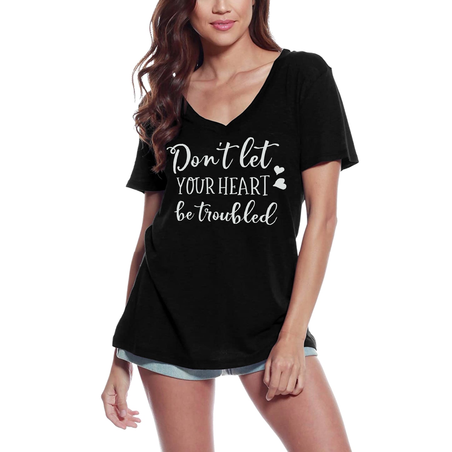 ULTRABASIC Damen-T-Shirt „Don't Let Your Heart Be Troubled“ – Kurzarm-T-Shirt-Oberteile