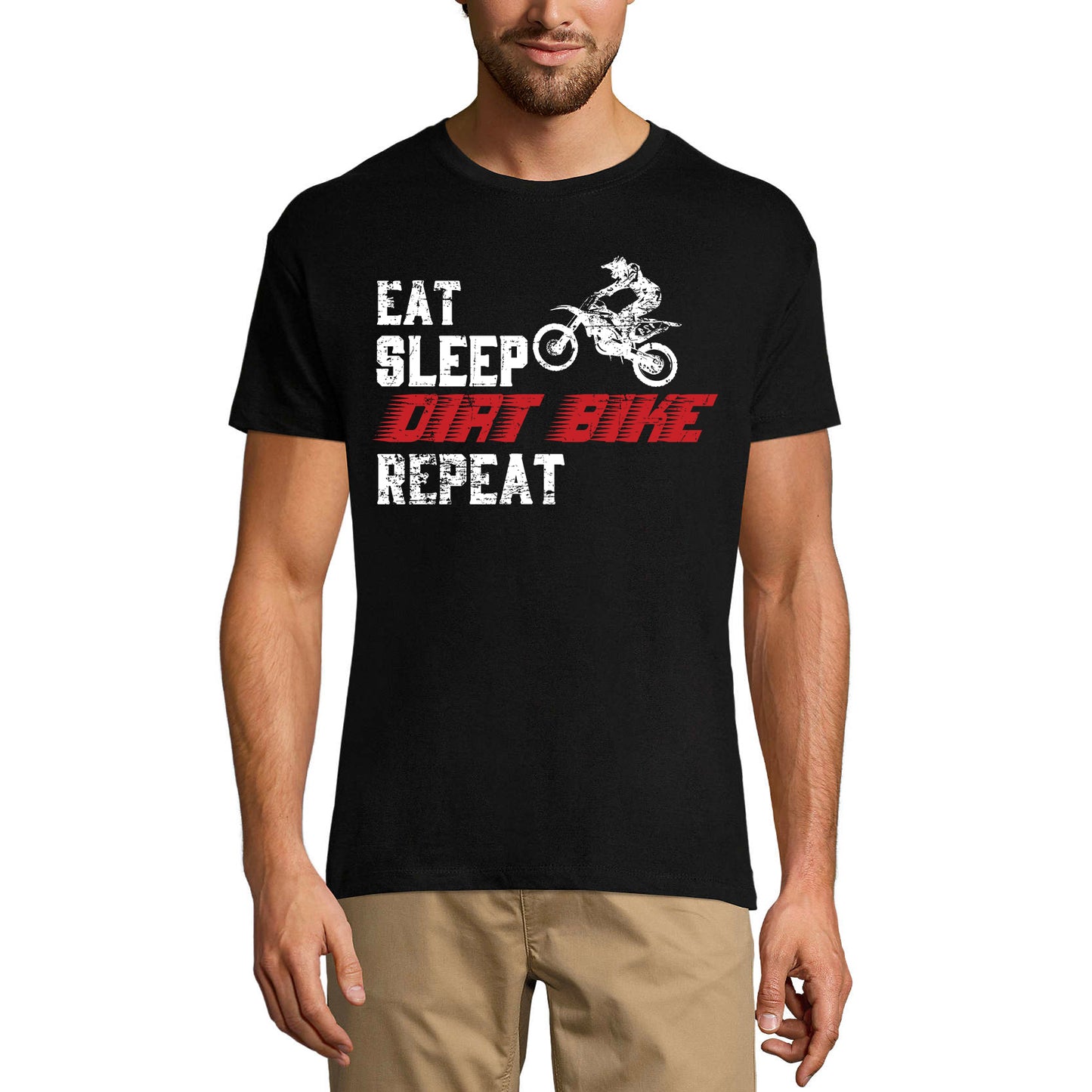 ULTRABASIC Men's T-Shirt Eat Sleep Dirt Bike Repeat - Funny Biker Tee Shirt