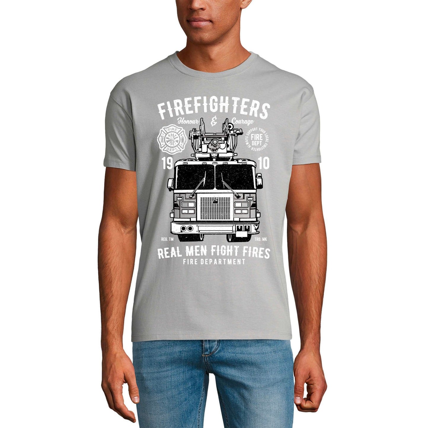 ULTRABASIC Herren T-Shirt Real Men Fire Fighters 1910 – Ehre und Mut