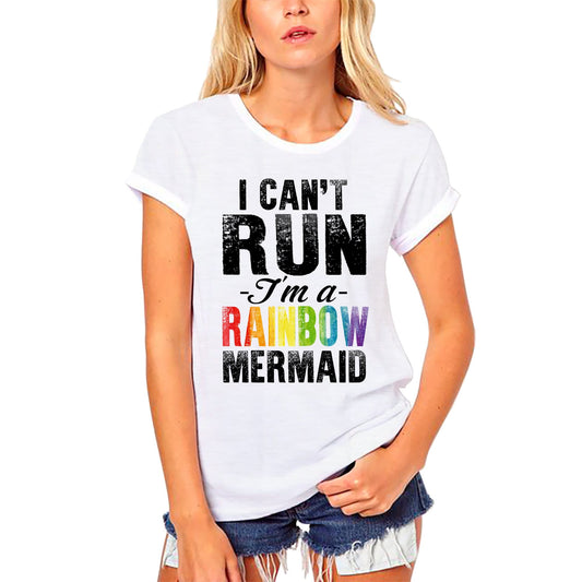 T-shirt bio ULTRABASIC pour femmes, je ne peux pas courir, je suis une sirène arc-en-ciel - Tee-shirt drapeau LGBT vintage