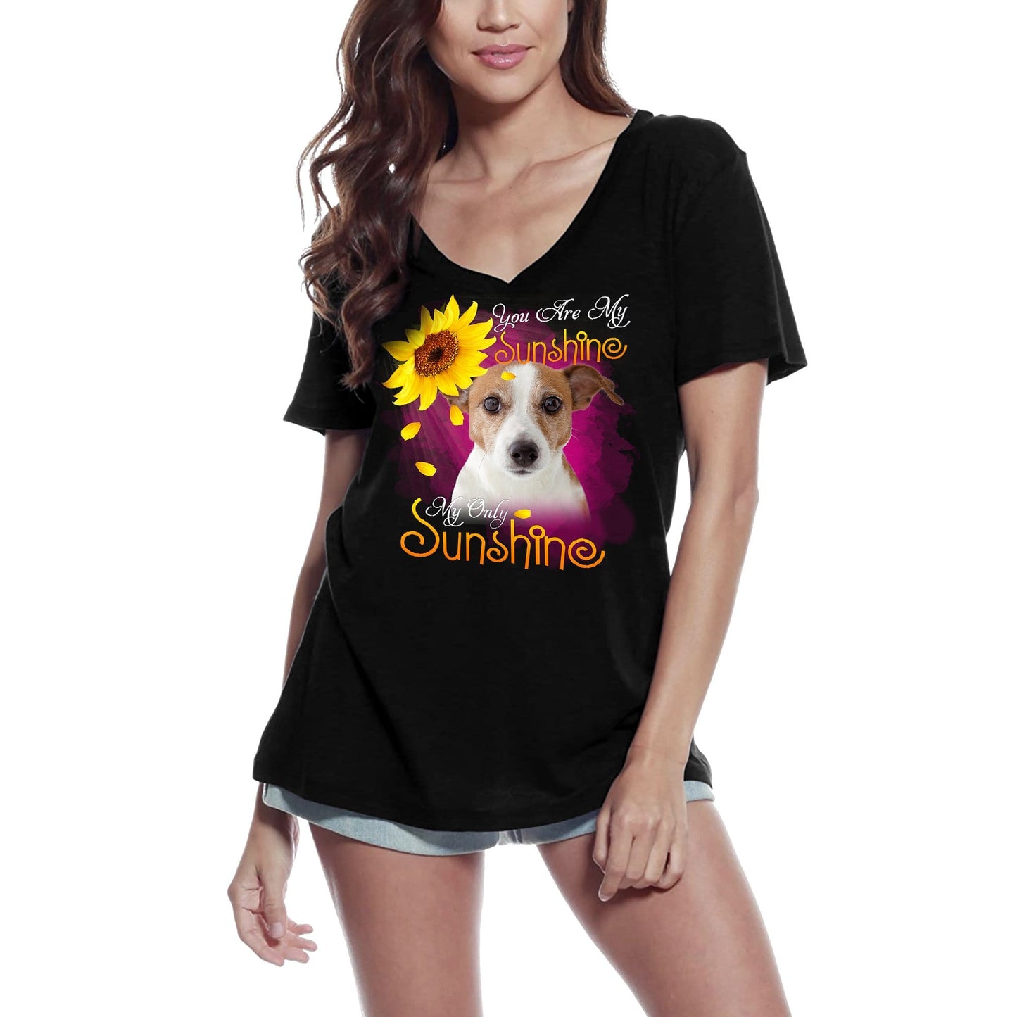 T-Shirt Col V ULTRABASIC Femme My Only Sunshine - Terre-Neuve