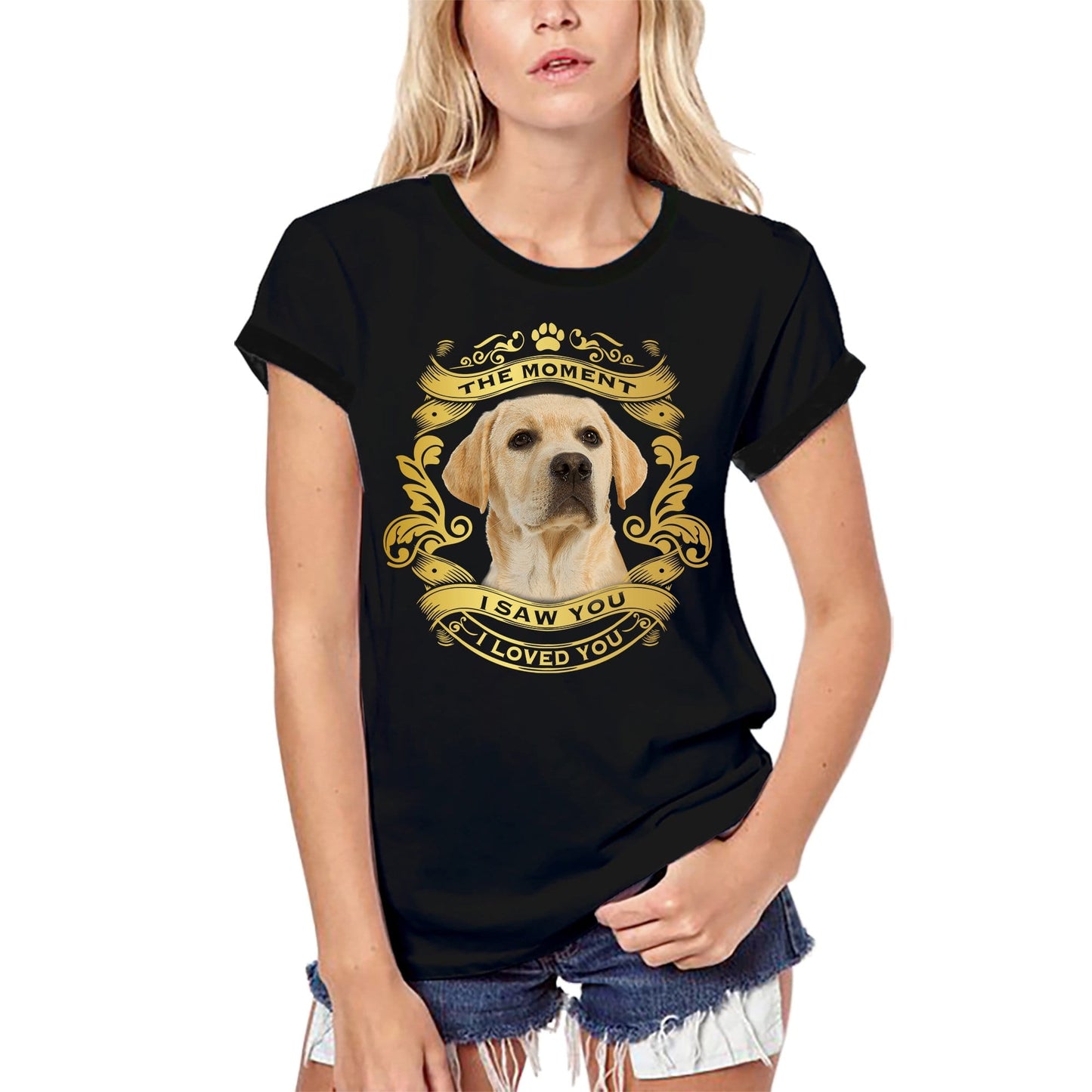 ULTRABASIC Bio-T-Shirt für Damen, Labrador-Hund – Moment I Saw You I Loved You, Welpen-T-Shirt für Damen