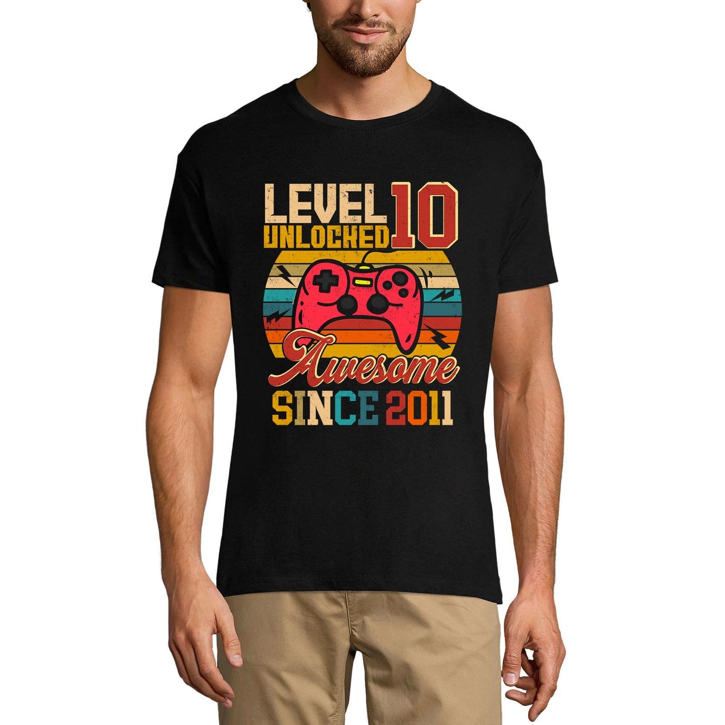 T-shirt de jeu ULTRABASIC pour hommes, niveau 10 débloqué, cadeau de joueur pour le 10e anniversaire