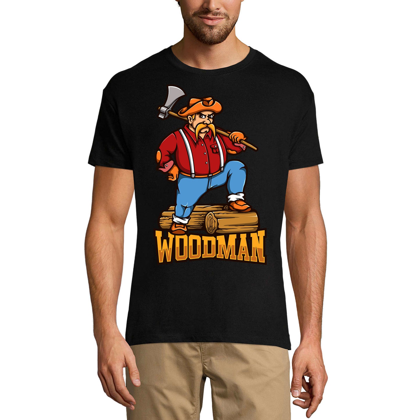 ULTRABASIC Herren-Grafik-T-Shirt Woodman Lumberjack – Vintage-lustiges Shirt
